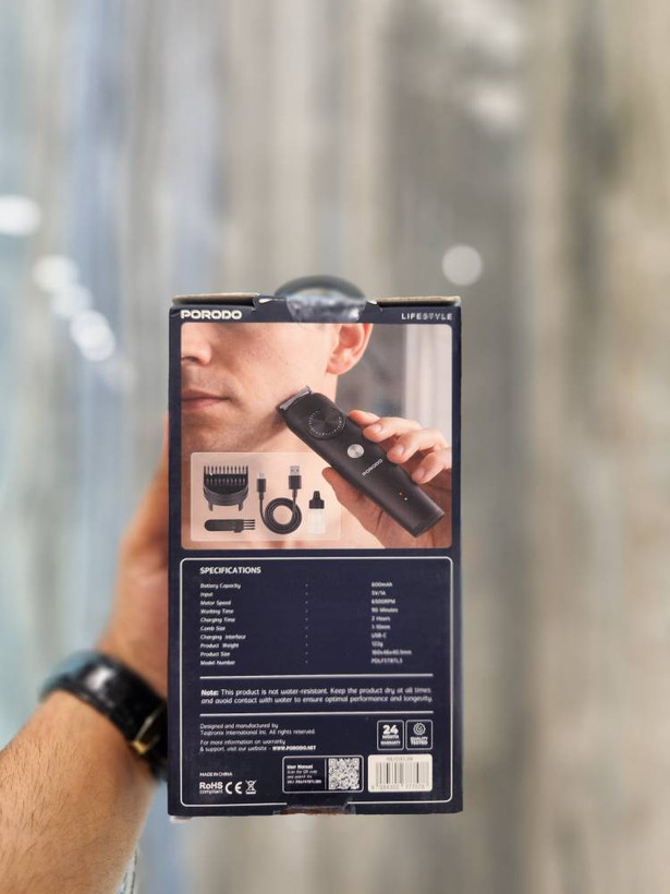 ⚡️ ماشین اصلاح شارژی پرودو Porodo Lifestyle Kron | ⏱️ تا 180 دقیقه کارکرد | 🔋 شارژ سریع | 🎯 سر قابل تنظیم | 💈 مناسب اصلاح مو و ریش